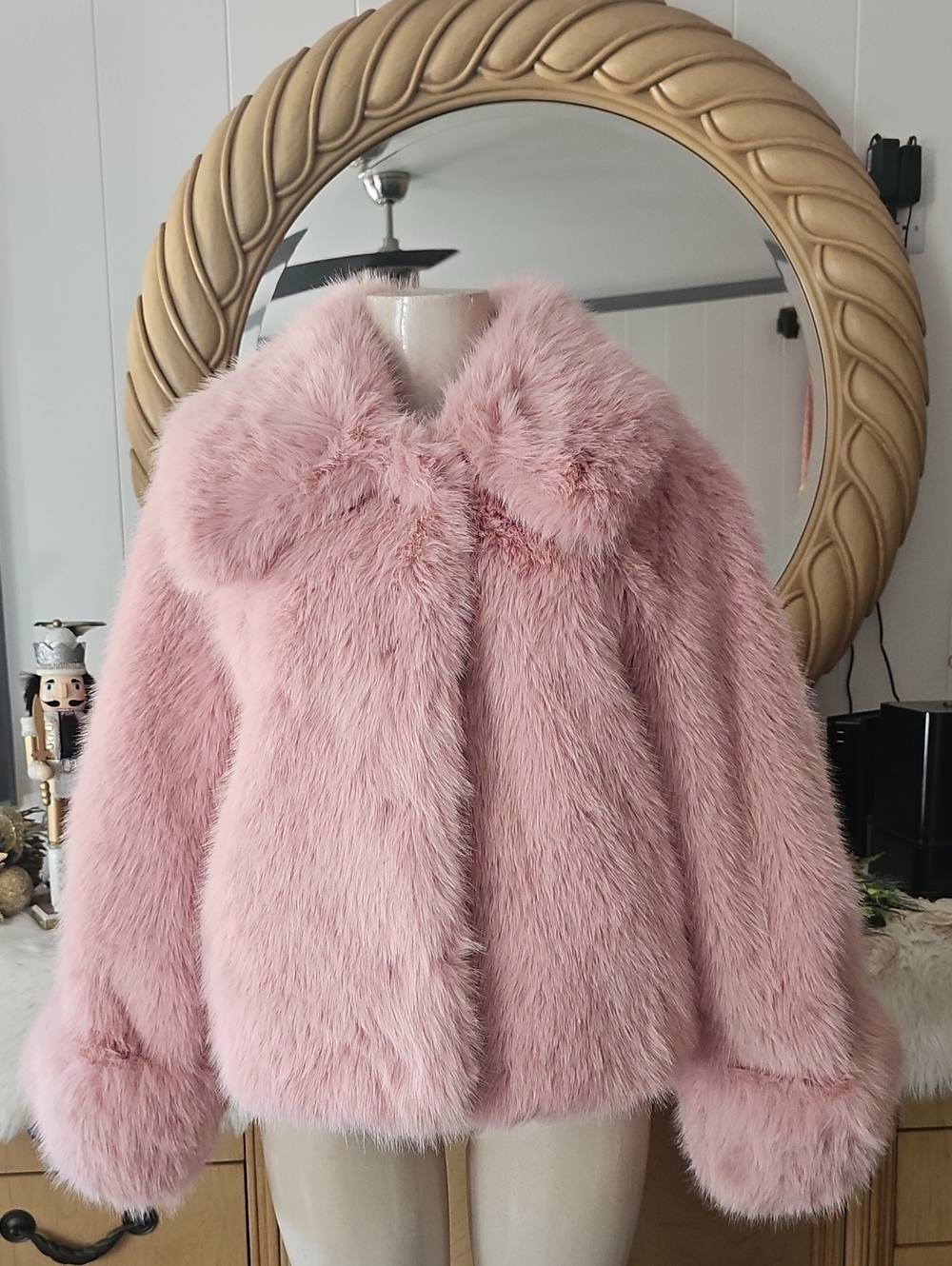 Pink Faux Fur Jacket - Women's Plush Coat